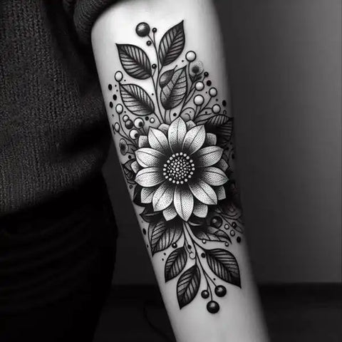 Blackwork Flower Tattoo 1