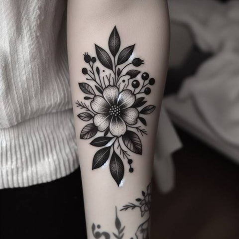 Blackwork Flower Tattoo 2