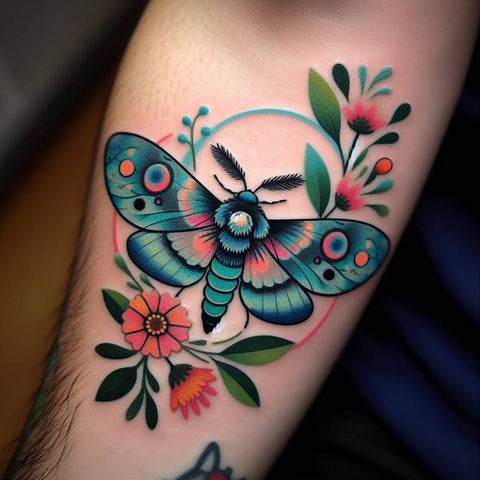 Colorful Moth Tattoo 1