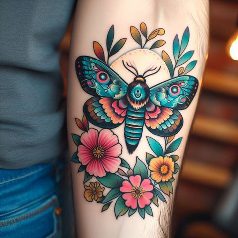 Colorful Moth Tattoo 2