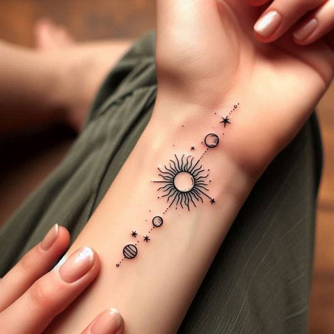 Fine Line Solar System Tattoo