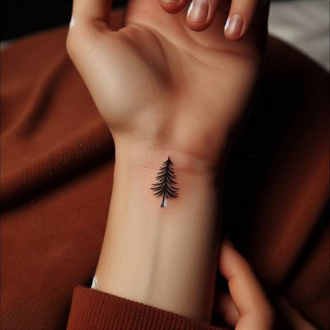 Pine Tree Wrist Tattoo 2