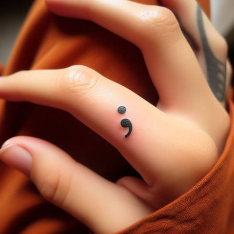 Semicolon Tattoo on Finger