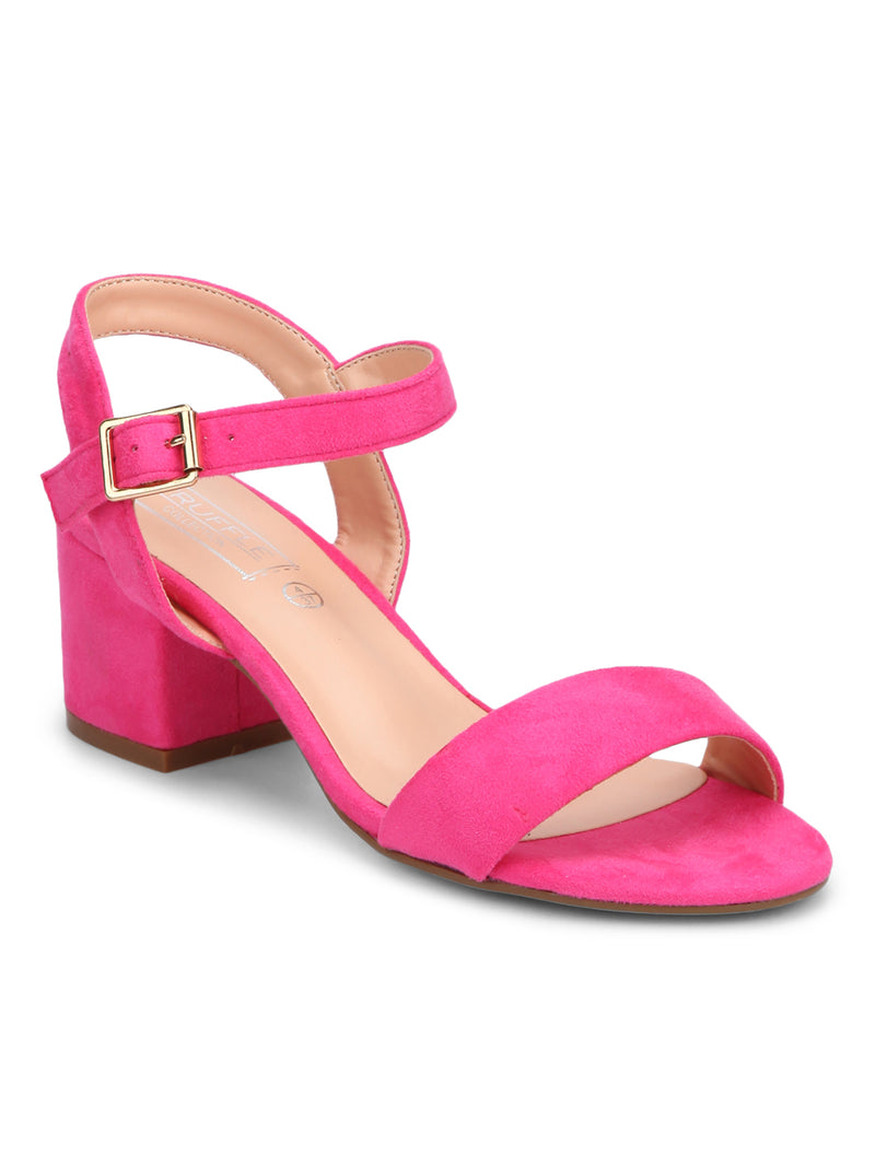Fuschia Micro Ankle Strap Low Block Heels – Truffle Collection