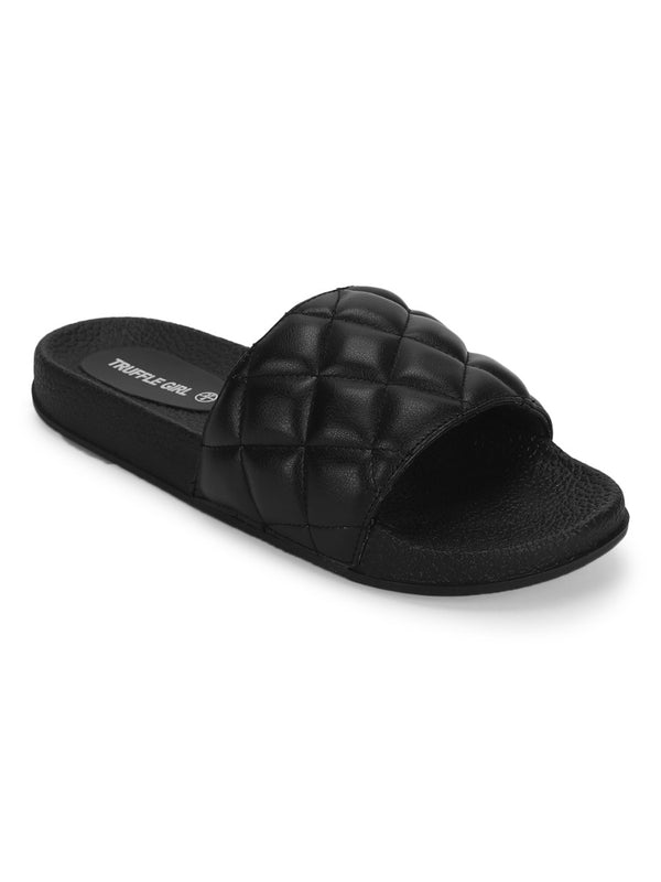 Women's Robbie Slide Sandals - Wild Fable™ Black 7 : Target