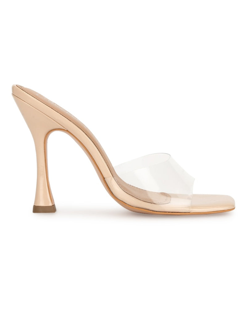 Nude Patent Perspex Clear Stiletto Mules – Truffle Collection