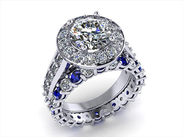 custom diamond and sapphire ring