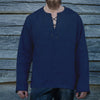 New solid color lace loose V-neck long sleeve cotton and linen T-shirt