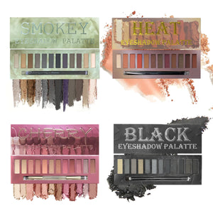 12 Colors Black Eyeshadow Palette, Glitter Brown Neutral Dark Smokey Eyeshadow Palettes For Halloween Gothic Punk Style Makeup - ZOLAAA