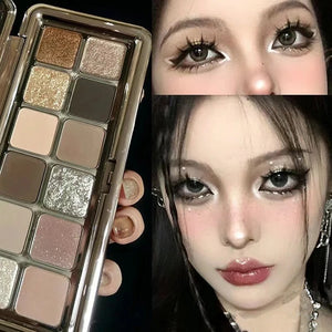 Super Flash Cement Eye shadow Palette Matte Pearl Glitter Eye shadow Cold Tea Brown Eye shadow Korean Beauty Cosmetics - ZOLAAA