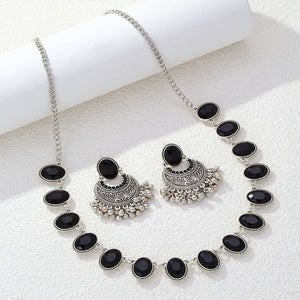 Luxury Rhinestone Wedding Jewelry Sets Jhumka Earrings Geometric  Statement Necklace Indian Crystal Bridal Jewelry Sets - ZOLAAA