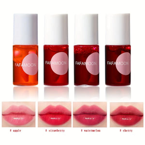 4 color Fruity Lip Tint Water Gloss Tint,Moisturizing Waterproof Liquid Lipstick, Non-Stick,High Pigment,Long-Lasting Colors - ZOLAAA