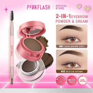 PINKFLASH 2 In 1 Double Effect Eyebrow Powder Gel Waterproof Quick-drying 3D Eyebrow Styling Cream Enhancer Cosmetics With Brush - ZOLAAA
