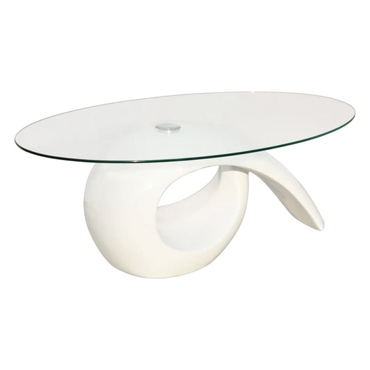 Coffee Table with Oval Glass Top High Gloss Black/High Gloss White