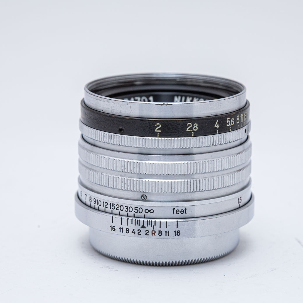 美品 Nikkor HC 5ｃm F/2 黒帯ライカＬ３９レンズ - レンズ(単焦点)