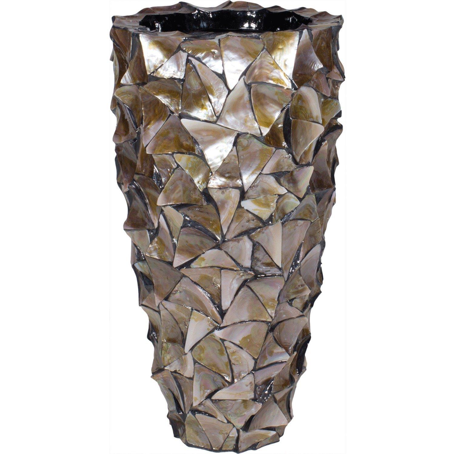 SHELL planter, 40/77 cm, silver/blue mother of pearl – Kingplanters