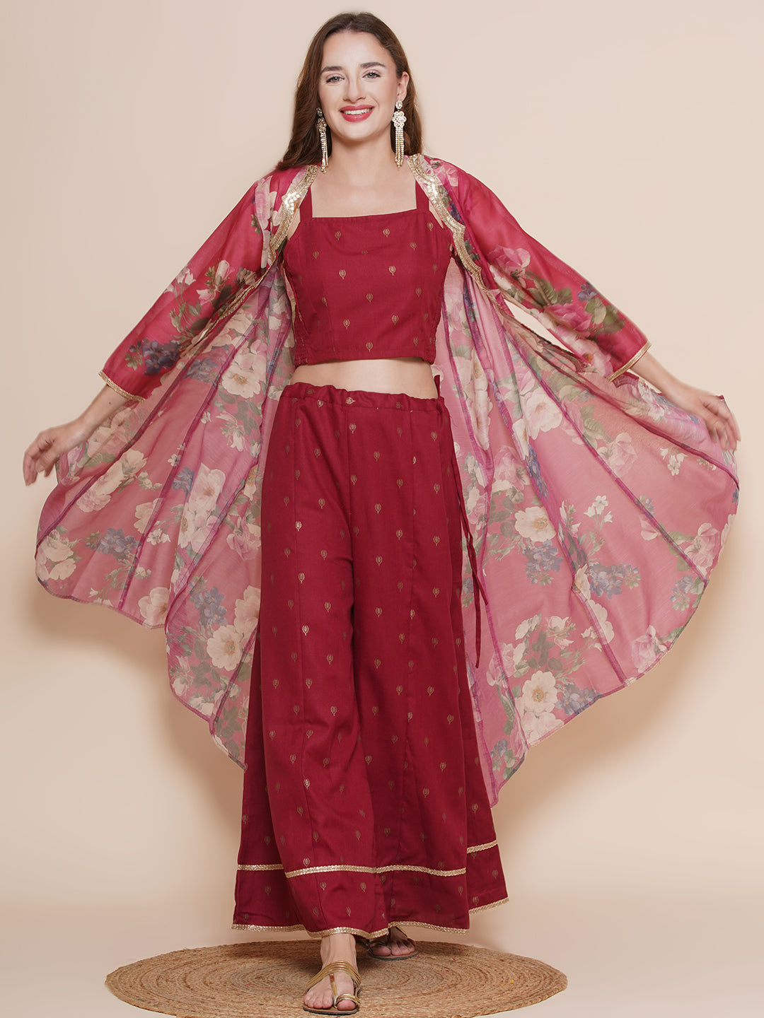 Indian Cotton Salwar Kameez plazo winter jacket Set Women Dress ethnic  suits | eBay
