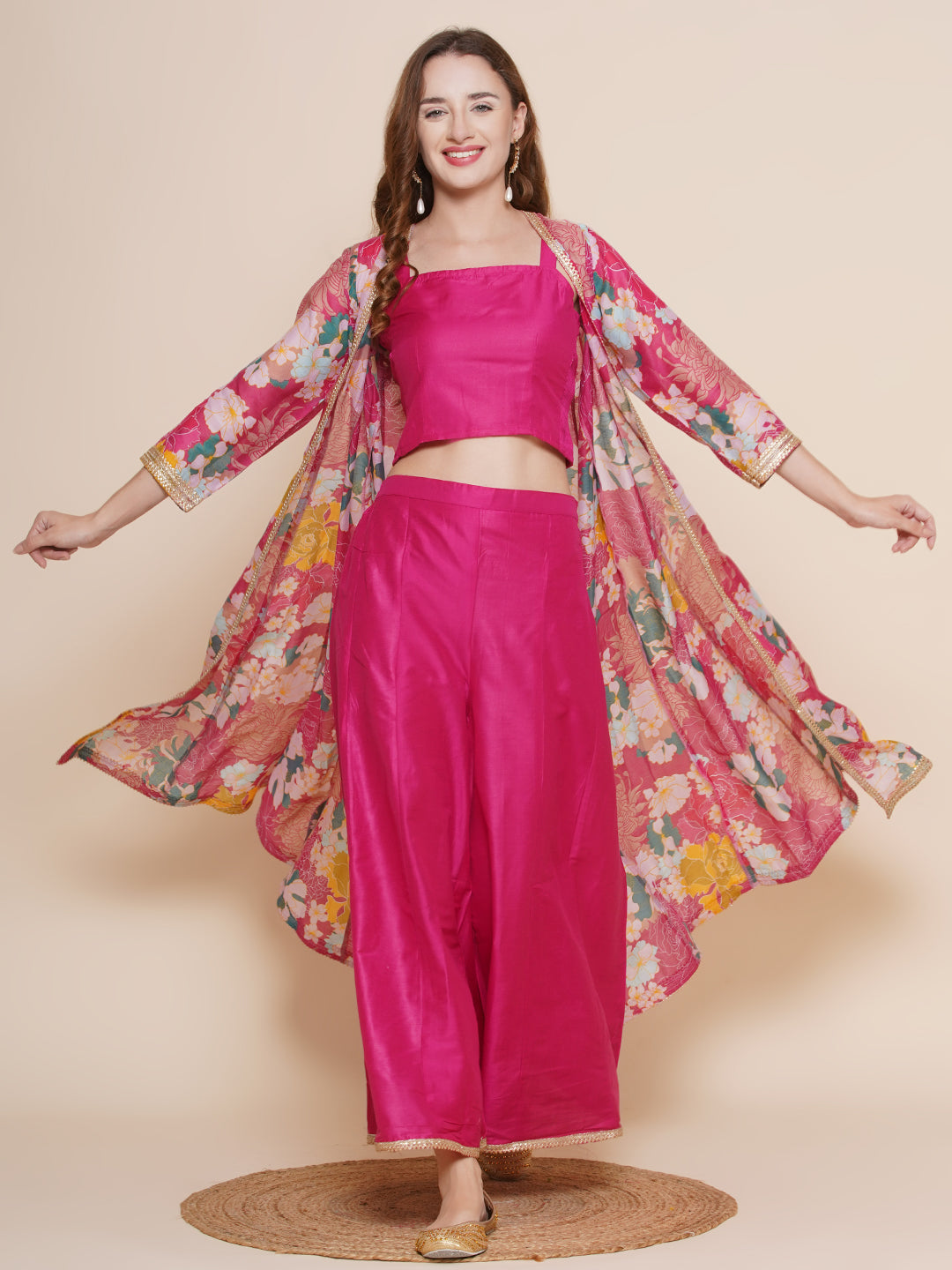 Satin Party Wear Ladies Crop Top and Palazzo with Jacket at Rs 2200 in  Bengaluru