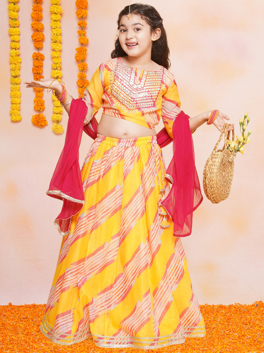 Yellow & Pink Lehenga Choli With Dupatta,designer Girls Lehenga Choli  Readymade Ethnic Wear Kids Lehenga, Festive Wear - Etsy