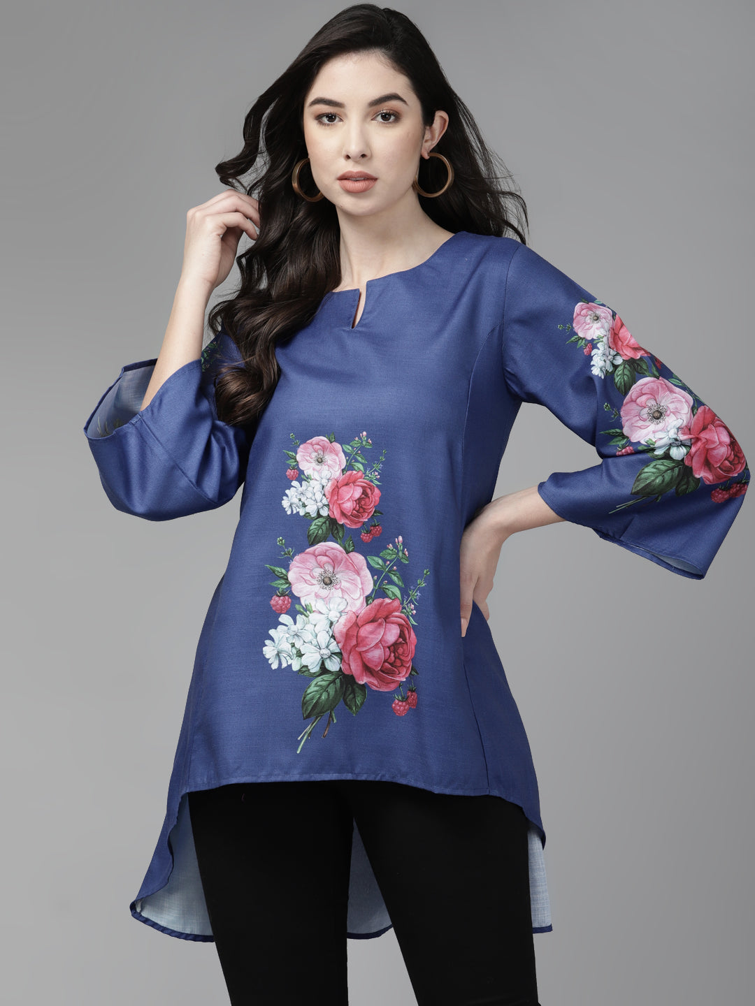Bhama COUTURE Casual Printed Women Light Blue Top - Buy Bhama COUTURE  Casual Printed Women Light Blue Top Online at Best Prices in India |  Flipkart.com