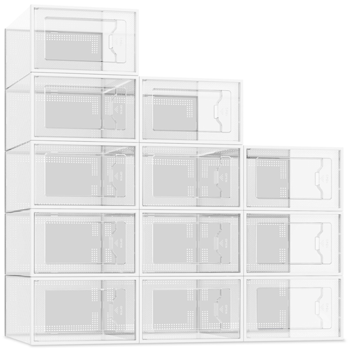 SEE SPRING X-Large 12 Pack Shoe Storage Box, Clear Plastic