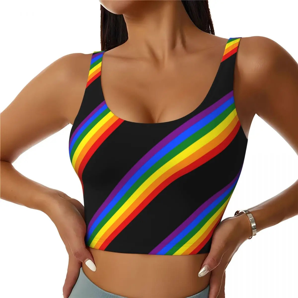 Custom Love Wins Gay Pride Workout Crop Tank Tops Women Seamless Rainbow LGBT GLBT Running Yoga Sports Bras