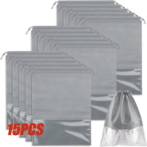 Lkblock 5-15PCS Travel Shoe Bag Large Portable Drawstring Shoes Storage Bags Non-Woven Dustproof Pouch Space Saving Organizer for Shoes - lkblock