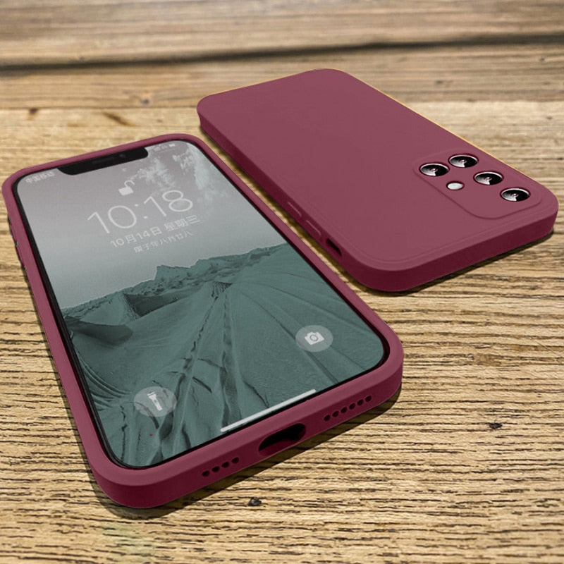 Lkblock Liquid Silicone Phone Case For Samsung Galaxy S22 S21 S20 Ultra Plus FE A72 A71 A52 A51 A32 4G 5G Soft Case Cover funda