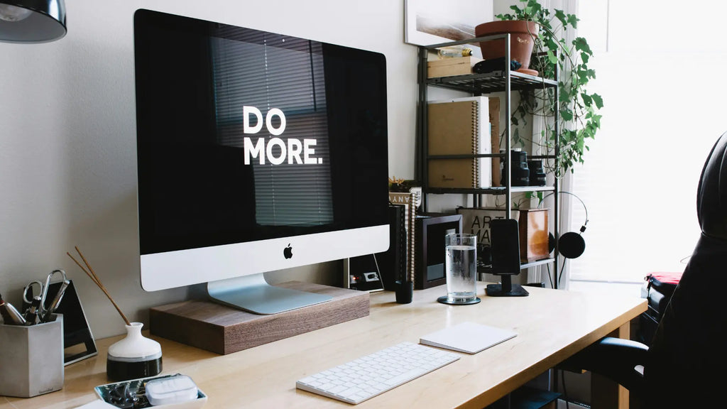 Apple Mac desktop with apple magic keyboard and magic trackpad