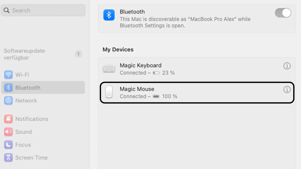 Magic Mouse battery status in settings