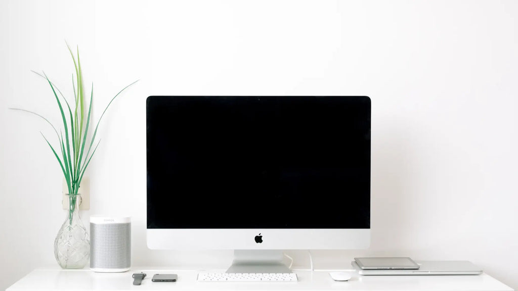 apple work desk with magic mouse