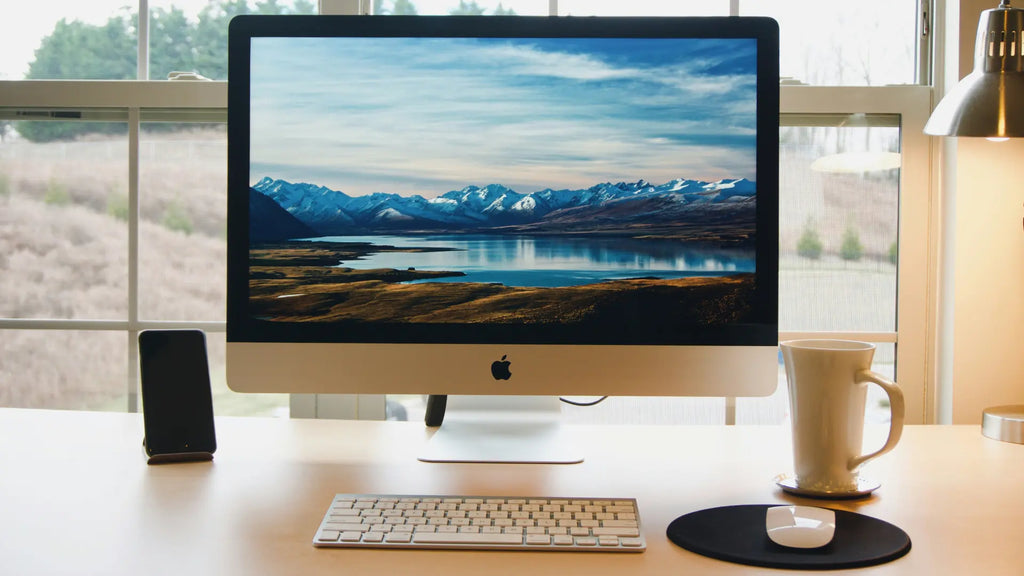 apple workdesk with desk accessories