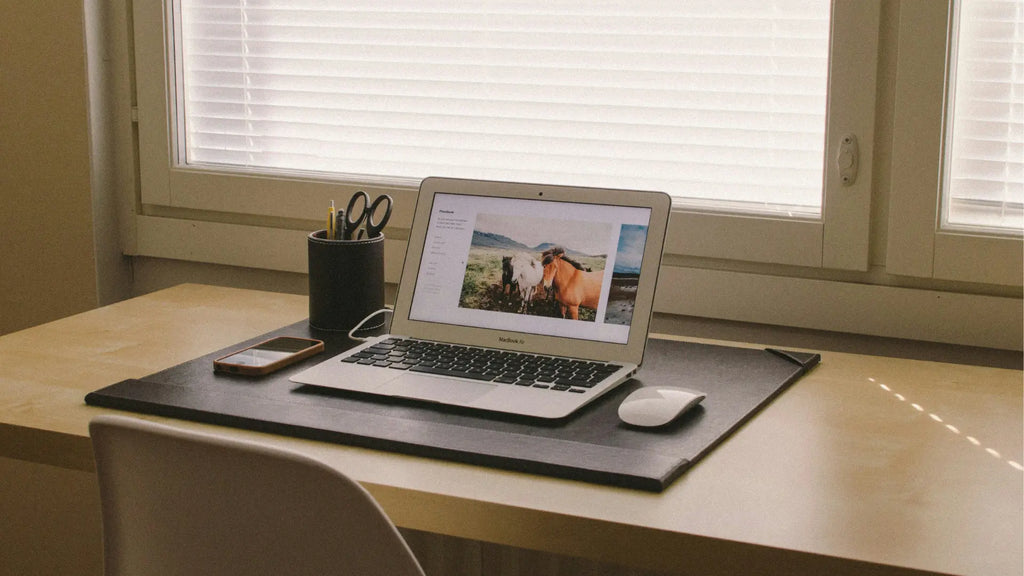 magic mouse with macbook on large desk