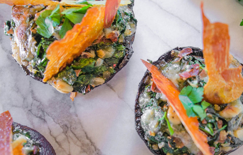 Stuffed Portobello Mushrooms with Crispy Prosciutto