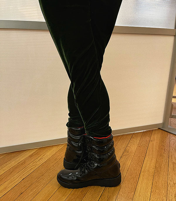 Georgina Pazcoguin wearing the Original Pillow Boot (Patent) in Black