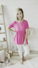 Load and play video in Gallery viewer, Fuchsia Short Sleeve Babydoll Top
