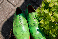 groene schoenen met brede leest