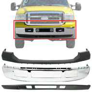 Front Bumper Chrome Steel Shell Fascia For 1999-2004 F250 F350