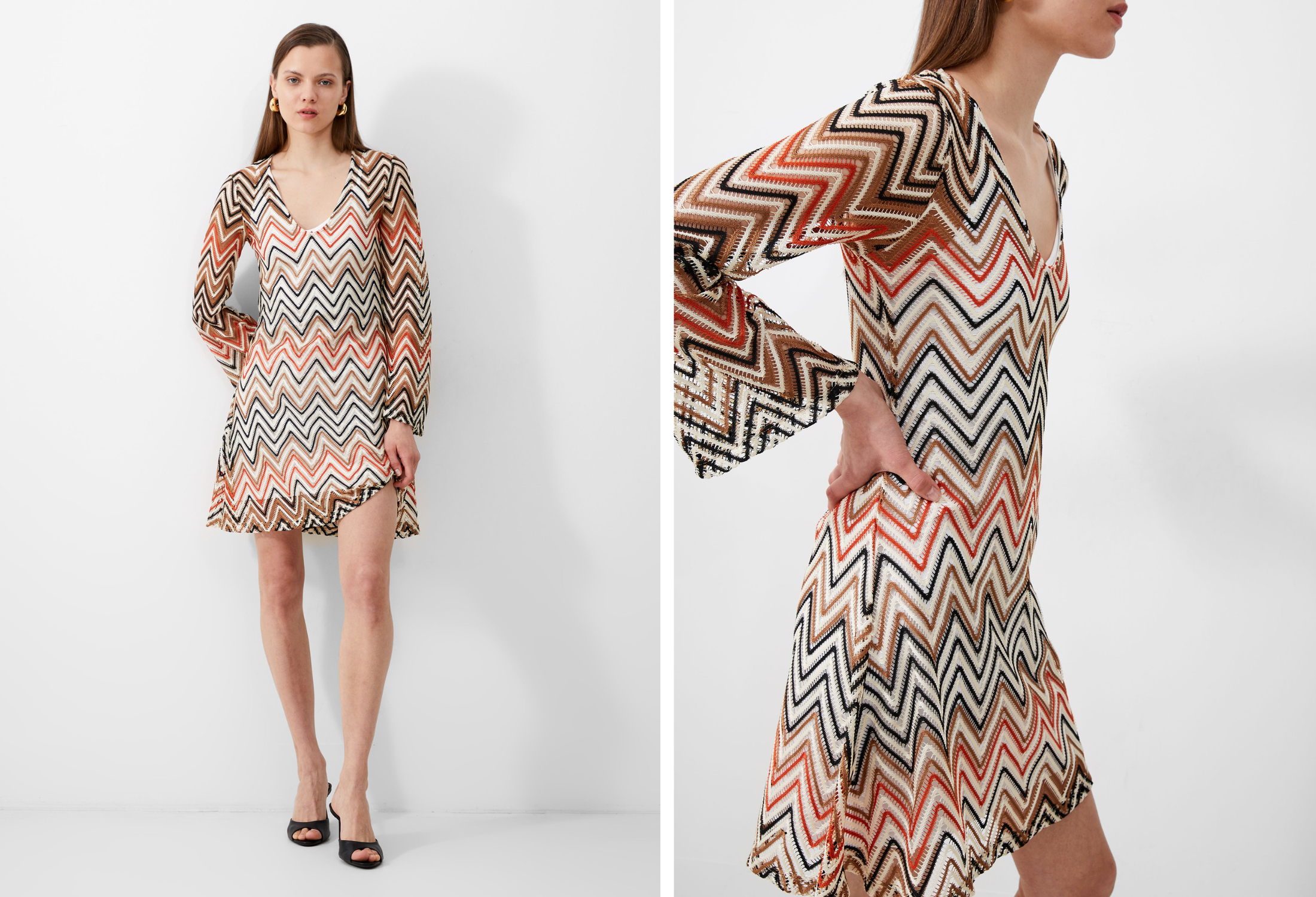 Mini dress in abstract stripe pattern