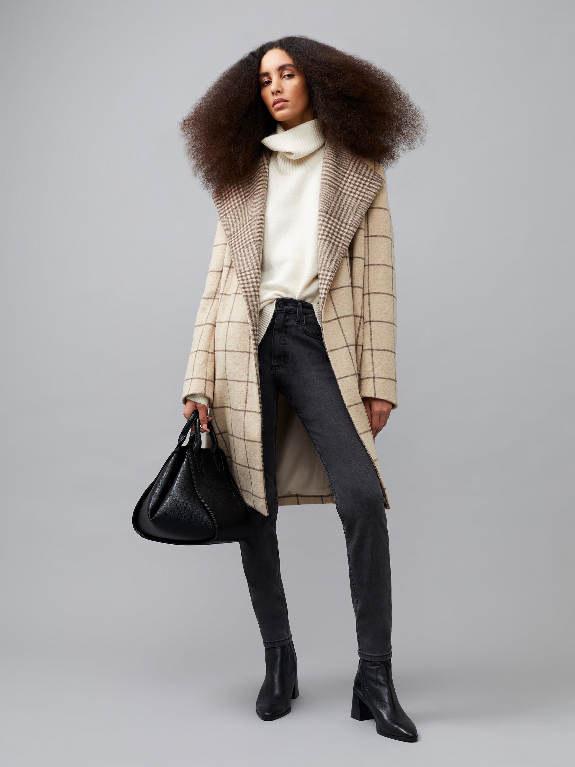 Fran Wool Belted Coat Taupe Mel