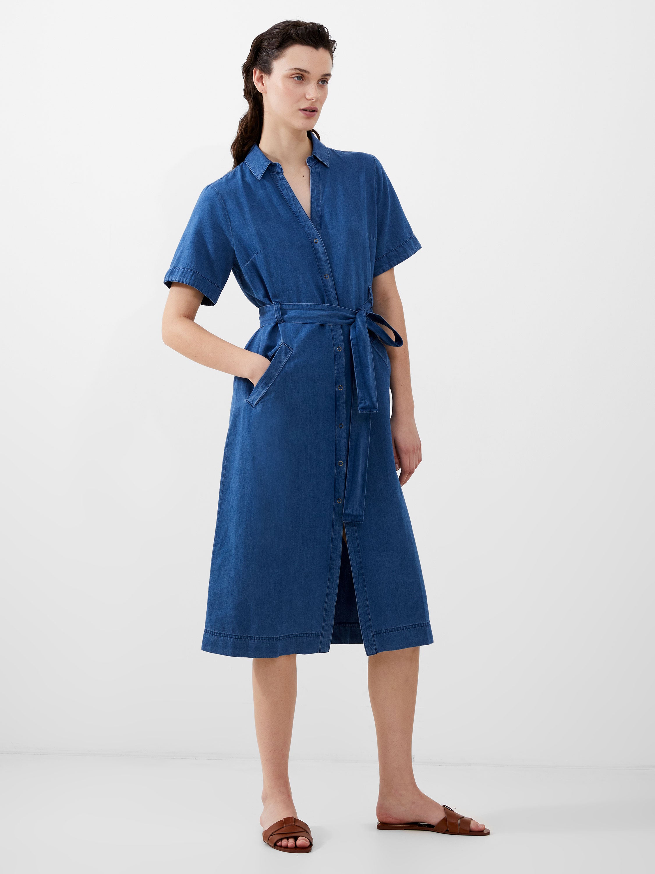 Zaves Chambray Denim Dress