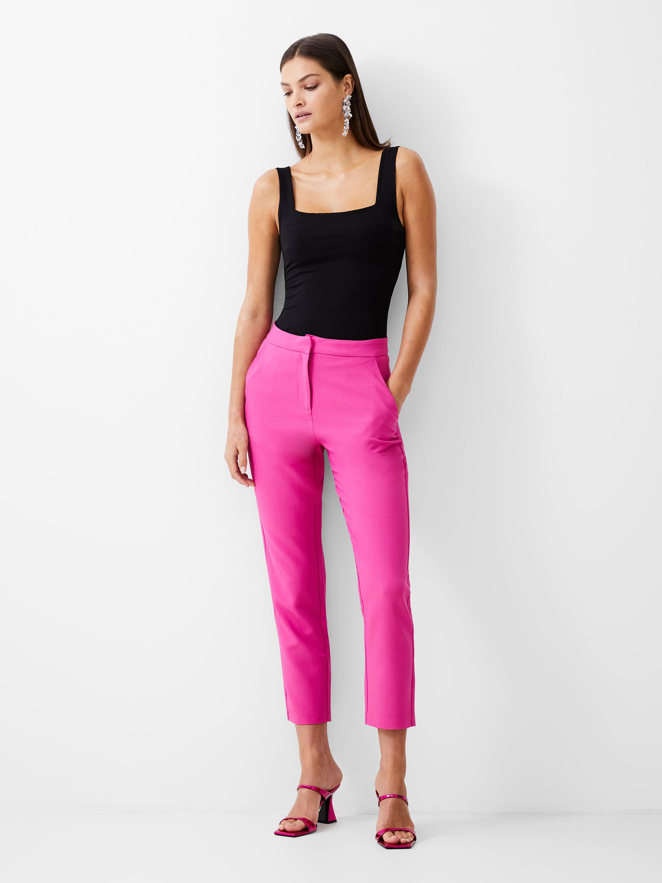tailored tapered ankle grazer trousers wild rosa