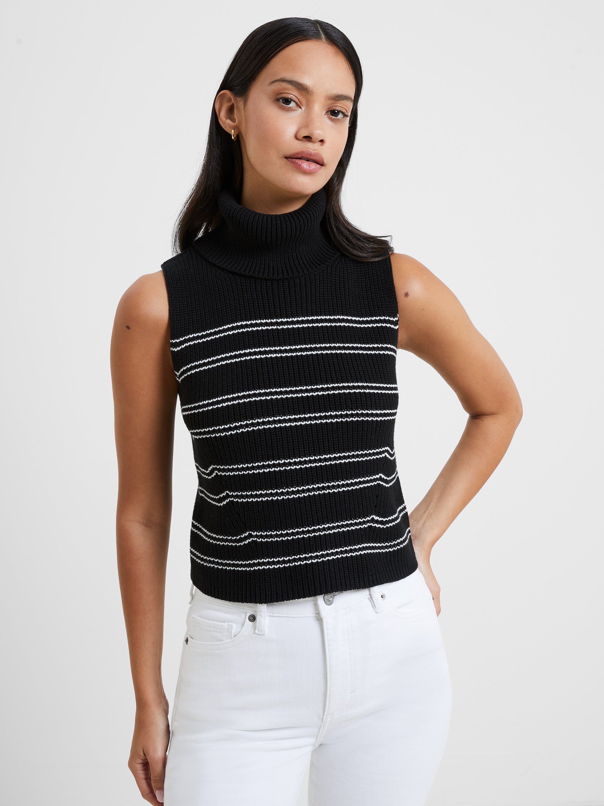 mozart stripe cropped sleeveless jumper black/white