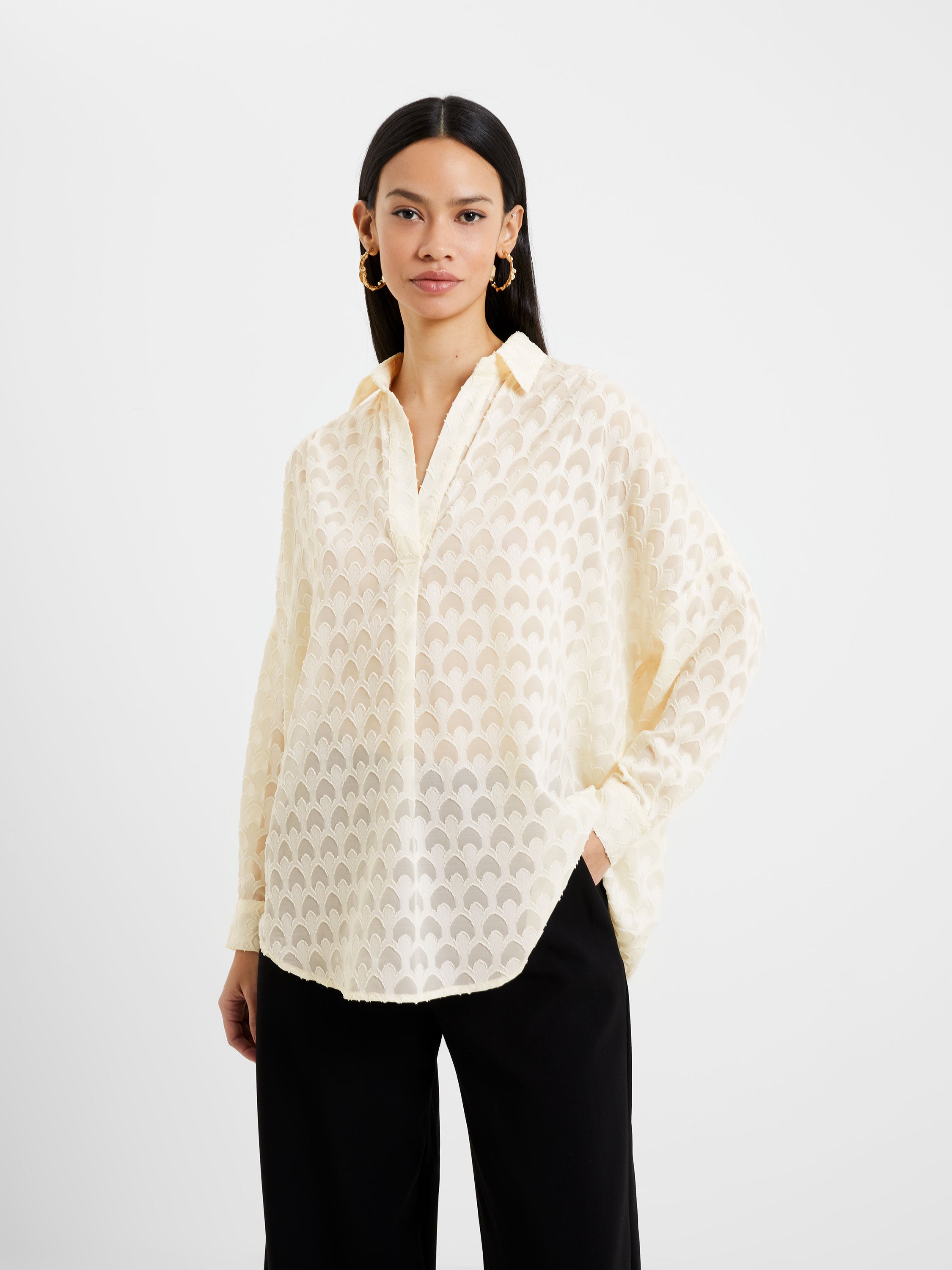 geo burn-out popover shirt classic cream