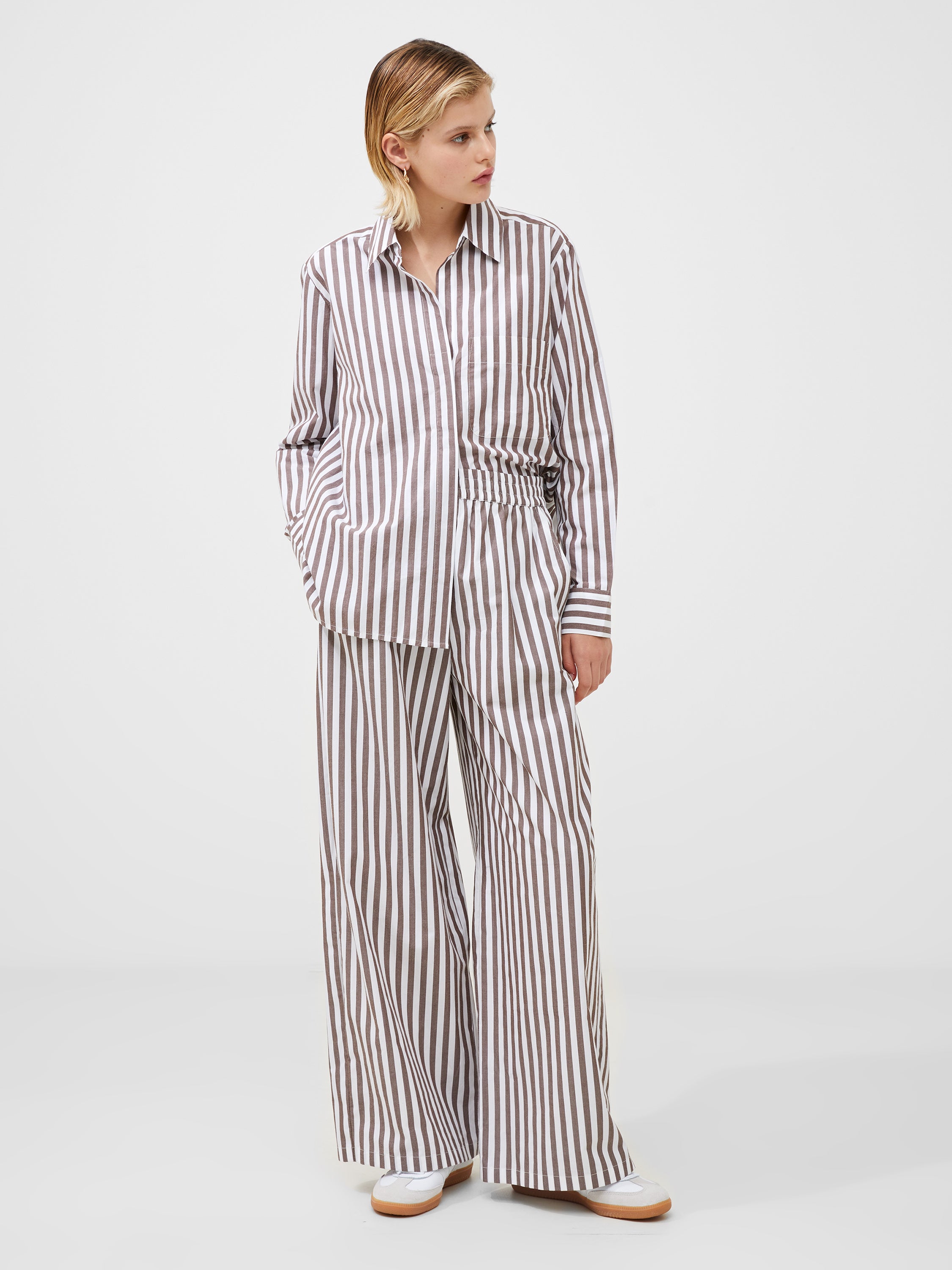 Stripe Poplin Palazzo Trousers Brown/White Stripe product