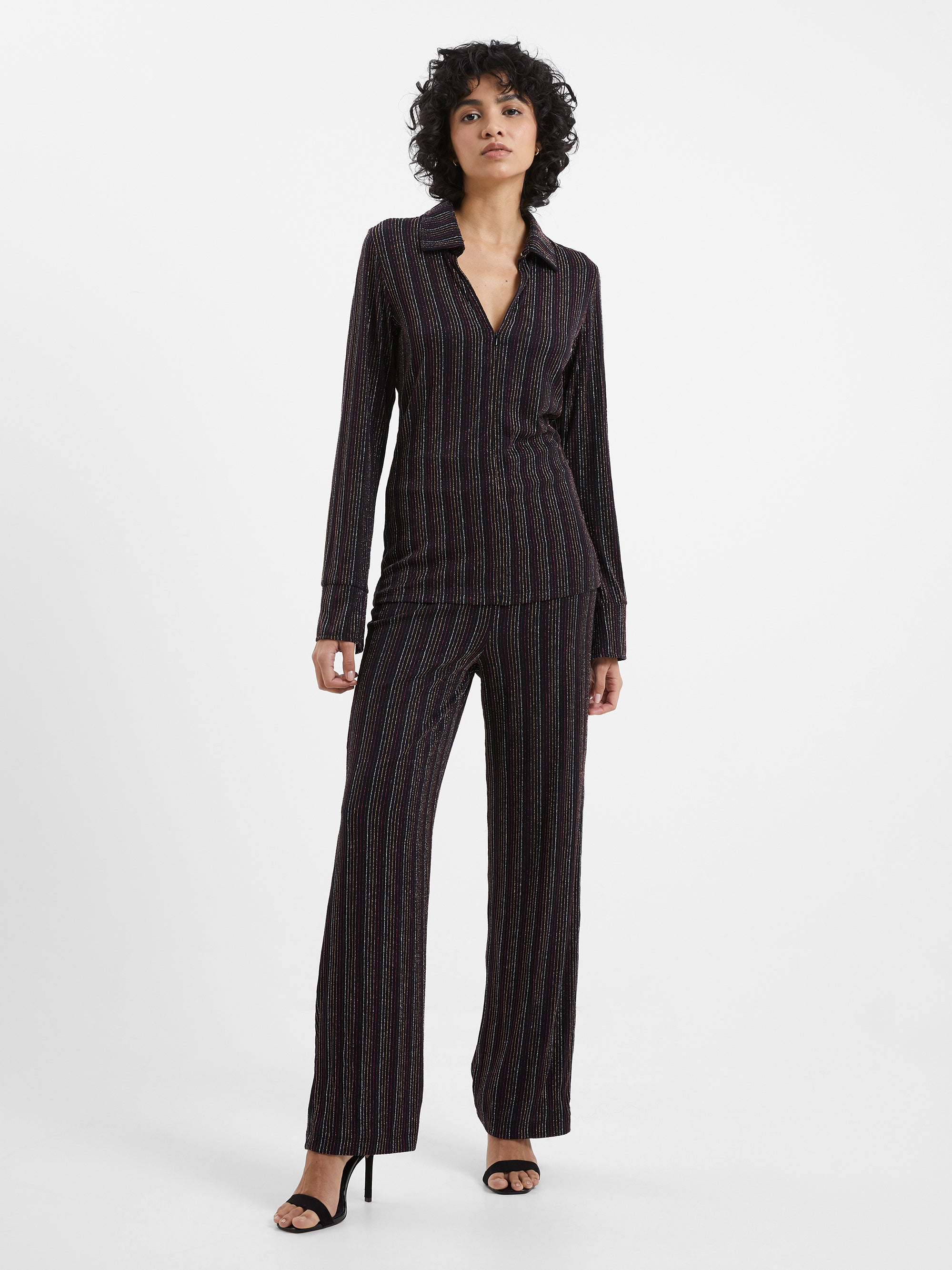 Paula Lurex Stripe Trousers Blackout Multi