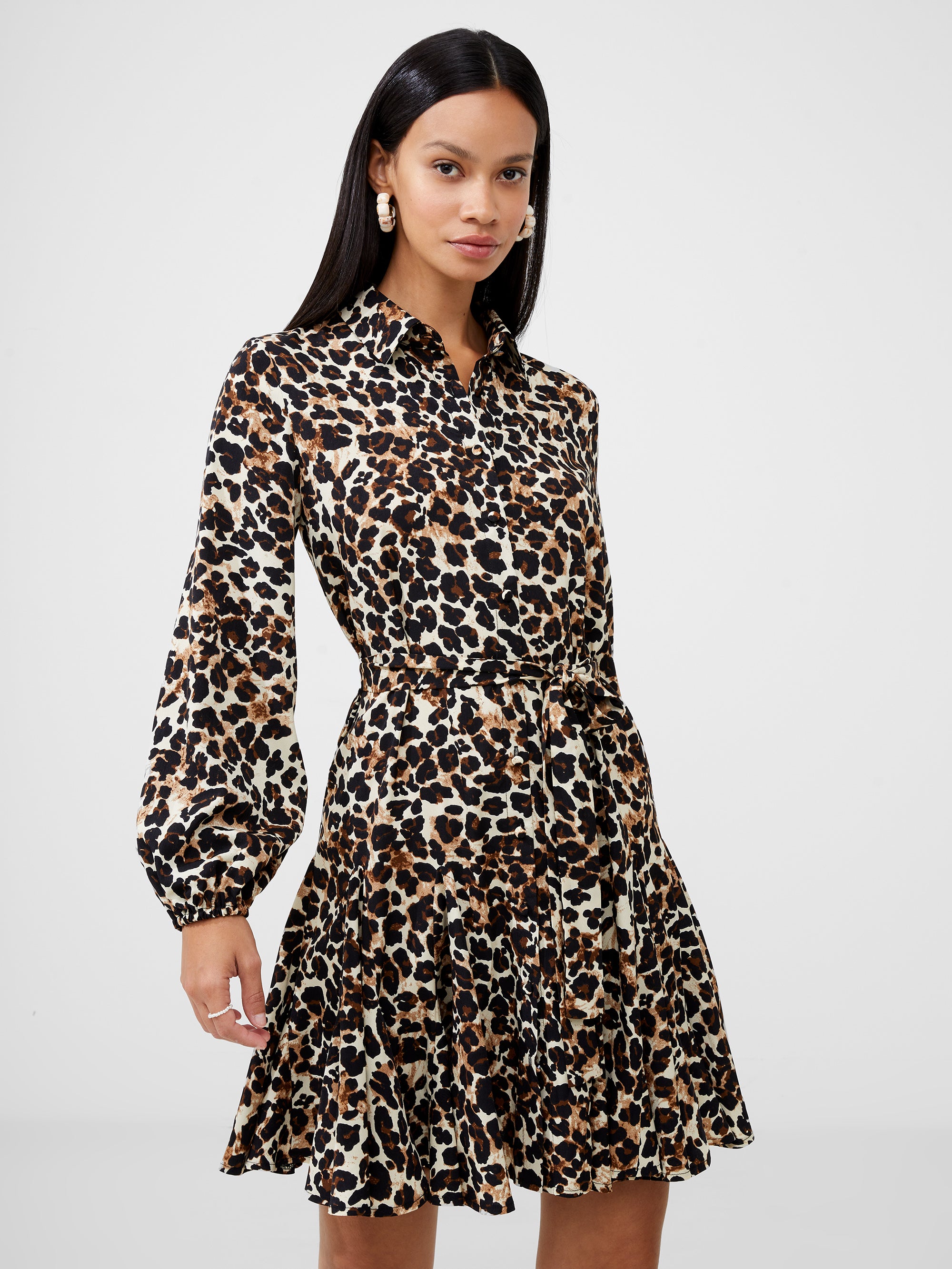 leopard print belted shirt mini dress leopard multi