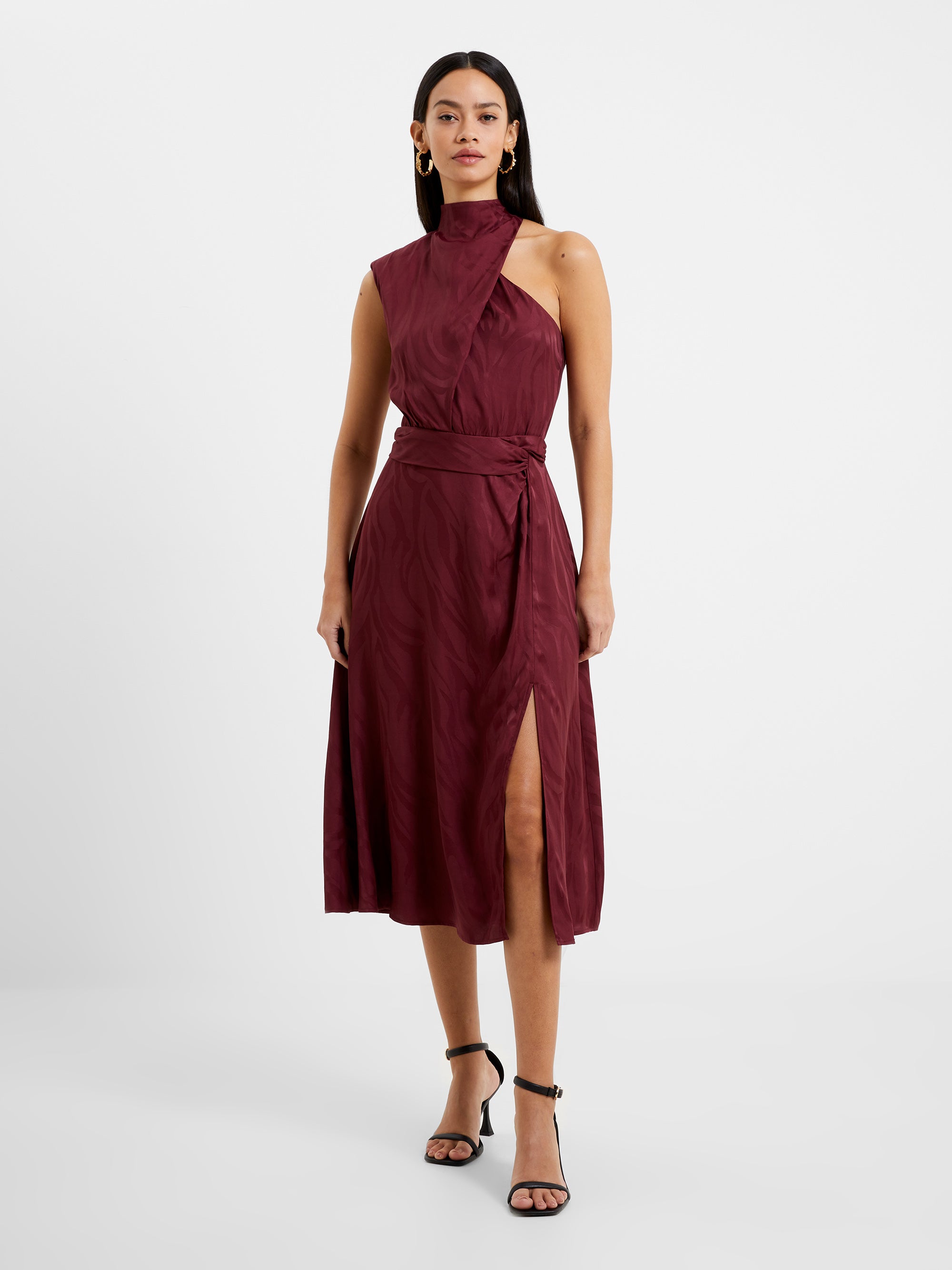 aba eco satin midi dress chocolate truffle