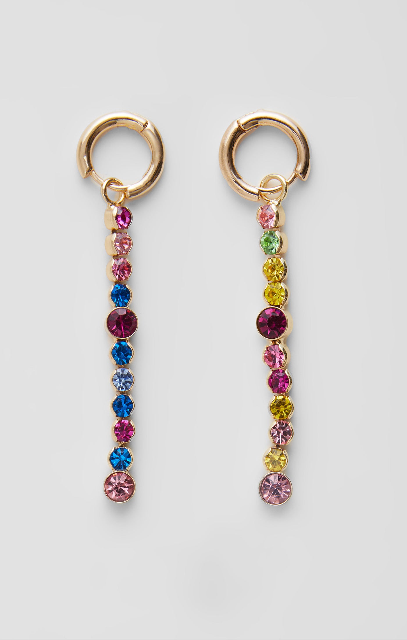 Rainbow Mixed Diamante Drop Huggie Hoop Earrings