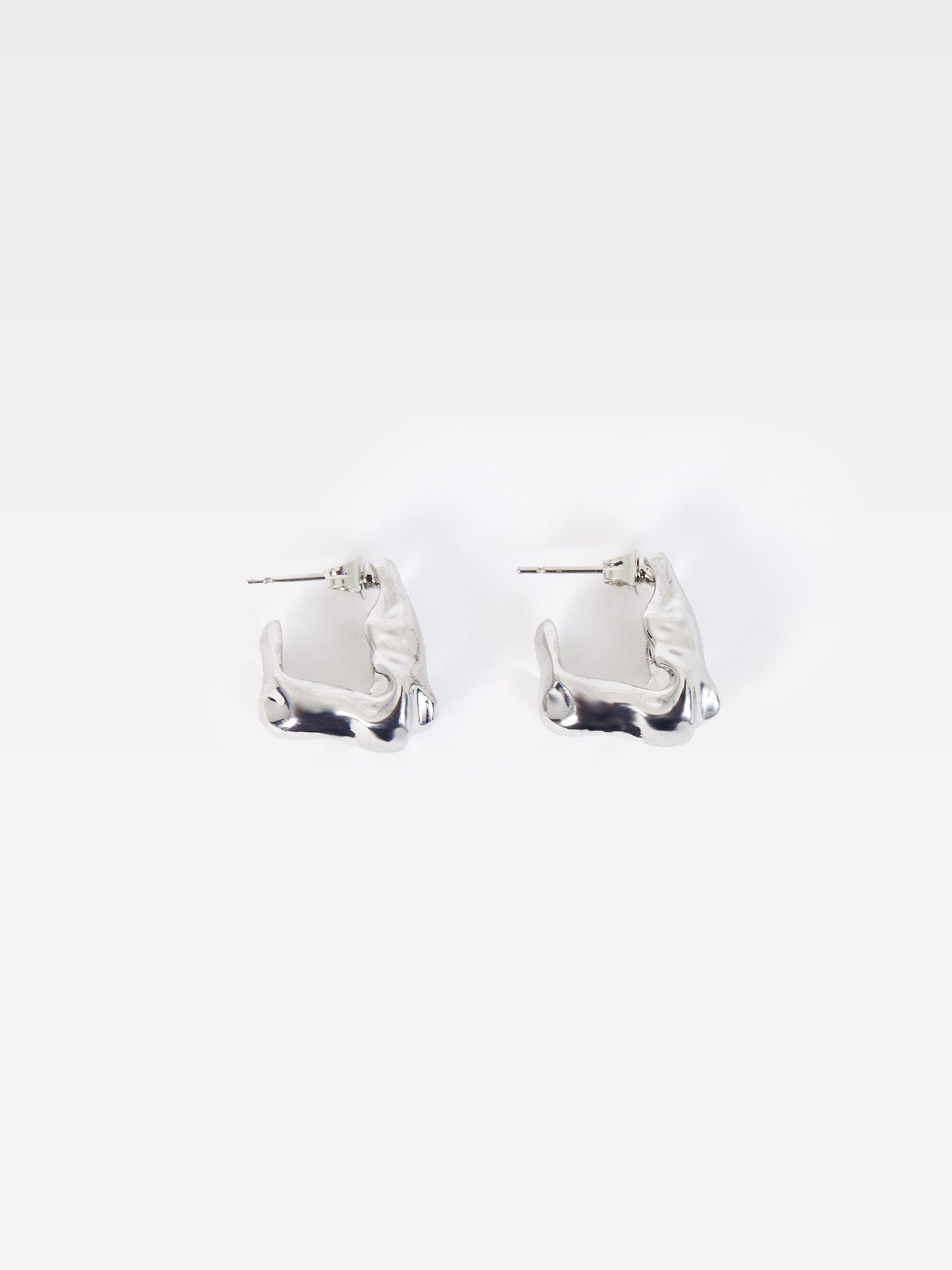 molten metal hoop earrings silver